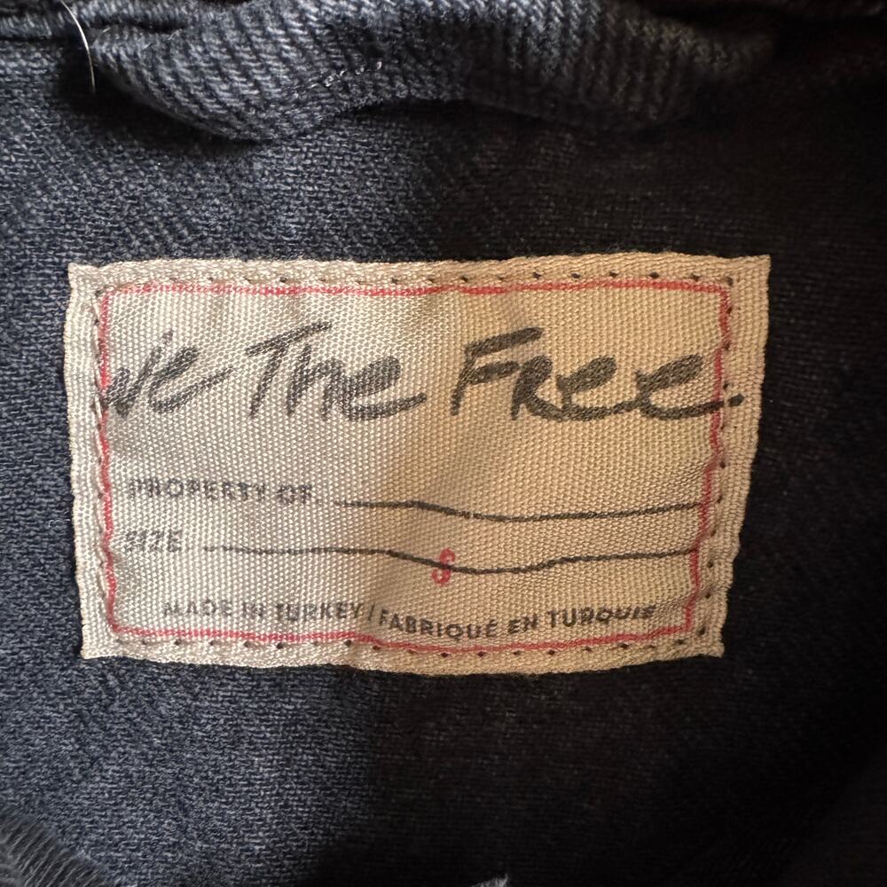 We the Free People Brando Denim Hoodie Jacket Black Wash Size Small Cropped - Picture 10 of 13